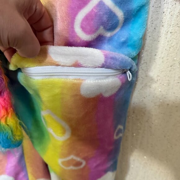 Kids Rainbow Unicorn Heart Print Onesie Pajamas - Picture 4 of 7